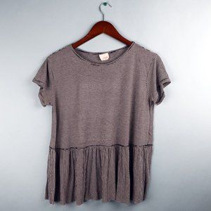 Striped Black and White Peplum Tee